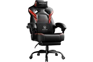 GTPLAYER Gamingstol stol gamer fåtölj gamingstol med fotstöd ländryggskudde nackstöd justerbar höjd justerbara armstöd med fo