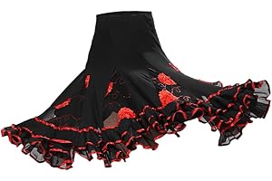 Sharplace Latin Tanz Damen Maxirock Knielang Tanzrock Zigeuner Sommerkleid Bauchtanz Rock Tanzen Kostüm Walzer Tango, Big Swing Langer Rock Festival Performance Kleidung für Frauen Mädchen