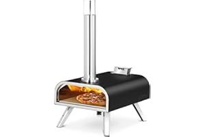 BIG HORN OUTDOORS 16 Inch Wood Pellet Burning Pizza Oven Pellet Pizza Stove, Portable Stainless Steel Pizza Oven with Pizza Stone for Outdoor Backyard Pizza Maker Garden Kitchen