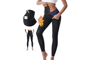 Merlvida Pantalones Sauna Adelgazantes Mujer Leggins Deportivos Mujer con Bolsillos Mayas Reductores Push Up Pantalón de Sudoración Anticeluliticos Mallas Deporte Cintura Alta para Gym Yoga Fitness