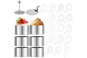 Zorplex 6 Pezzi Coppapasta Tondi 8cm, Coppa Pasta Tondo, Anelli per Torte in Acciaio Inossidabile, Stampi Rotondi per Torta, Dessert, Biscotti, Mousse (6)
