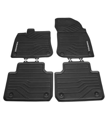 Recambo Tappetini In Gomma 3D Per VW Touareg (7L, 2002-2010) - Set Completo Anteriore E Posteriore, Su Misura Con Bordo, Colore Beige, Inodori, Con Clip