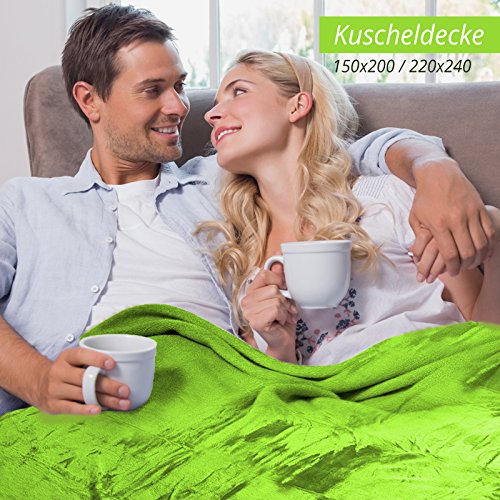 XXL Decke Glory | uni apfelgrün | super weiche Wohndecke / Kuscheldecke | 2 Größen und 8 Farben verfügbar | 150x200cm - 5