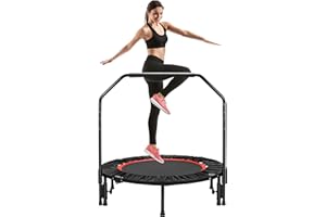 ‎LIFERUN LIFERUN Fitness Trampolin Indoor Ø101cm,Tragfähigkeit 150 kg,Workout Rebounder,mit 3 Verstellbare Handgriffstufen,mini Trampoline für Erwachsene