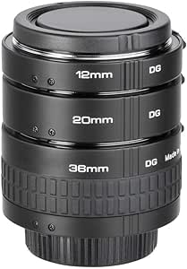 Kenko - Macro Extension Tube Set - 3 tubes: 12, 20, and 36 mm - for Canon EF and EF-S Lens - Black