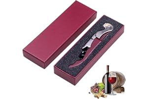 MADEHAY Kellnermesser Edelstahl, 68g Heavy Duty Edelstahl Wine Key,Korkenzieher Weinöffner mit Geschenkbox (Weinrot/Geschenkbox)