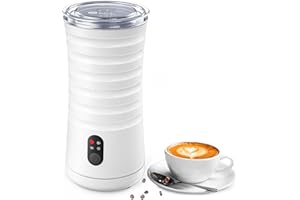 KSFFLO Milk Frother, Automatic Milk Frother Machine 4 in 1 Functions Milk Frother Machine for Coffee, Hot Chocolates, Latte, Cappuccino, Milk Frother 240ml,White