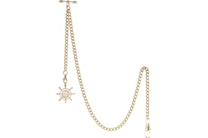 TREEWETO Taschenuhrkette mit T Bar Endstück Albert T-Bar Taschenuhr Kette mit Antiker Ruder Anhänger und 2 Haken für Weste Knopfloch