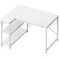 Huuger L Shaped Desk, 39 Inches Computer Desk with Reversible Storage Shelves, Gaming Desk, Corner Desk Home Office Desks, Writing Desk Study Desk with Metal Frame, White