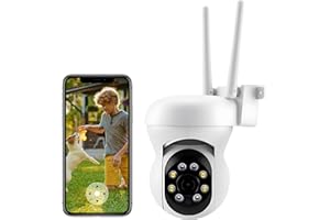 Anluomania Cámara Vigilancia WiFi, 2MP Camara de Seguridad, Camara Exterior, Full HD 1080P, Visión Nocturna en Color, Detección de Humana, Audio Bidireccional, Sirena, IP65, para Interior y Exterior