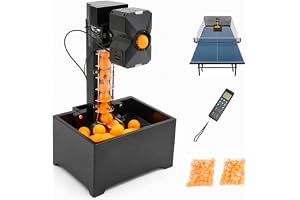 HUOMMGS Bordtennis robot med nät automatisk bordtennis bollmaskin med 100 bollar professionell bordtennisrobot med 10 lägen, fjärrkontroll 4–40 m/s ping pong robot för träning, träning