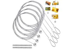 LANSKYLAN 4 PCS Cable para Colgar Foto con 48 Imanes Cable de Acero Inoxidable Alambre para Colgar Cuadros Ajustable Cuerda para Colgar Fotos Cable de Colgar para Colgar Ropa Lámparas (1.5mm x 2m)