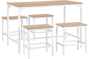 FURNITABLE Set da pranzo con tavolo da pranzo e 4 sedie da pranzo, tavolo da bar per sala da pranzo, cucina, soggiorno, 110 x 70 x 75 cm, tavolo da cucina e sedie da cucina, con sedie da bar