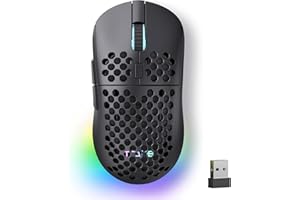 TMKB TECHNOLOGY MECHANICAL KEYBOARD TMKB Falcon M1 Kabellose Gaming Maus - 24000 DPI, 180h Akkulaufzeit, 90g Ultra-Leicht, 6 Programmierbare Tasten, RGB-Beleuchtung, 2.4G/BT5.2/USB-C für PC/Mac/Laptop,Schwarz