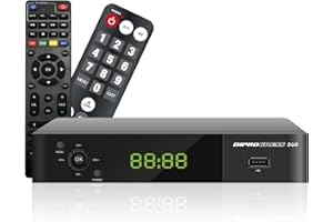 DIPROGRESS decoder DVB-T2 Hevc 10 bit DPT207HD con due telecomandi 2 in 1, nero