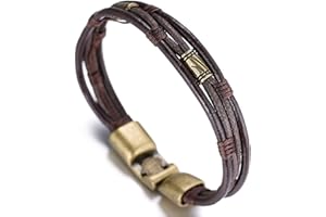 HALUKAKAH ● Retro ● Męska skórzana bransoletka w stylu vintage 22 cm z bezpłatnym pudełkiem prezentowym, 8 66 inch, Skóra TKANINA Skóra Emalia Tkanina, Bez kamienia