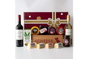 THE CHUCKLING CHEESE COMPANY Cheese & Wine Gift Hamper. The Perfect Food Hamper Includes Cheese And Wine. A Great Date Night Hamper To Share With Your Loved One. Cheese Hampers For Friends And Family.