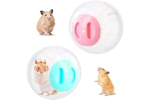 DAELESR 2 Pcs Boule pour Hamster, Balle d'exercice pour Hamster, 14,5cm, Transparent Roues D'exercices pour Petits Animaux, Plastique Roue Hamster, Ballon de Course pour Gerbille, Cochon d'Inde (Bleu Rose)