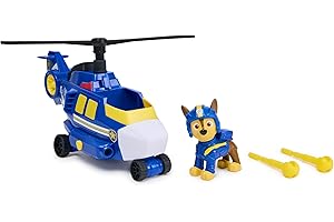 Paw Patrol Air Rescue, Elicottero della Polizia con Personaggio Chase da Collezione, Veicolo di Soccorso con Lanciatore e 2 proiettili, Giocattoli per Bambini e Bambine dai 3 Anni in su