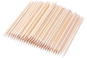 100 STÜCKE Orangefarbene Holzstäbchen, TEOYALL Doppelende Holz Nagelhautschieber Nail Art Maniküre Pediküre Werkzeuge (100pcs)