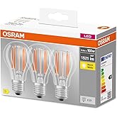 OSRAM LED BASE Classic A100, klare Filament LED-Lampen aus Glas f&uuml;r E27 Sockel, Birnenform, Warm White (2700K), 1521 Lumen, E