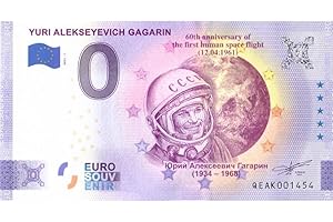 2 EURO COMMEMORATIVI Billet Touristique 0 Euro Gagarin · 60e Anniversaire du Premier vol Spatial habité · Souvenir zéro € Note Billet de Banque