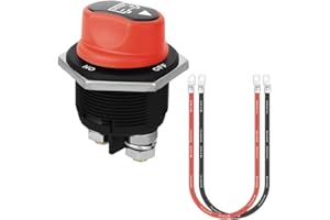 Jtron Interrupteur de batterie 12V 200 32vdc max mini avec 6awg câble 50cm on-off batterie isolement interrupteur rotatif pour moto Marine Boat Caravan Car Vehicles