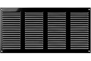 Steinberg14 Griglia di Ventilazione Rettangolare 400x200 mm - Griglie di Aerazione in Metallo Nero - Serranda di Scarico dell'aria con Zanzariera - Copri Bocchetta Interna a Parete e a Soffitto