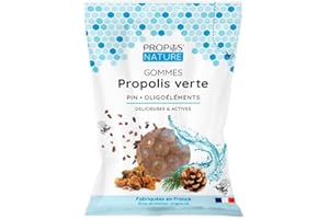 Gommes de Propolis Verte Bio - Oligoéléments & Pin - 45g - Maux de gorge - Fabrication Française - Huile essentielle de Pin Sylvestre Bio - PROPOS'NATURE