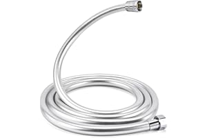 Dachiy Universal Shower Hose (G1/2 Inch, 2M), Shower Hose with Anti-Kink Protection and Anti-Twist Nut with Seals, Flexible Shower Hose, Chrome