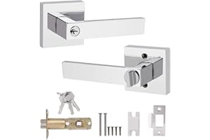 Probrico DL01 Door Lever with Keys Stainless Steel Bedroom Door Knob Lock External Door Handle Polished Chrome