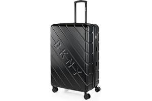 DKNY - Valigia Grande Rigida Viaggio Rigide. Trolley Grande con 4 RuoteDoppie Girevoli. Materiale ABS Valigia Rigida Grande Resistente e Leggero TSA, Nero