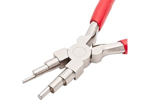 BENECREAT Pince de Fabrication de cale 6 en 1 Pince de formage de Boucle de Fil avec poignée antidérapante pour Boucles de 3mm à 9.5mm et Anneaux de Saut, Rouge