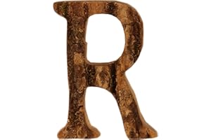 Anawakia Hölzerne Buchstaben A B C D E F G H I J K L M N O P Q R S T U V W X Y Z Vintage Massivholzrinde Holz Nummer Zahlen & 0 1 2 3 4 5 6 7 8 9 Retro DIY Dekoration (R)