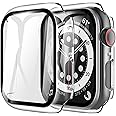 LK Pack of 2 hard case with tempered glass film compatible with Apple Watch Series 6 / SE / Series 5 / Series 4, 44 mm, full 