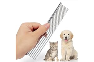 LUXXTORE Peine 2 en 1 Perros Y Gatos, Peine Aseo Perro Y Gato Acero, Mascotas, Pelo Corto, Largo o Enredado, Color Plateado, 17cm x 2,9cm.