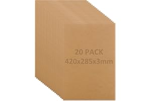 AHAQU 20Pcs MDF Wood Boards 420x285x3mm Thick Wood DIY Craft Project Board, MDF Blank Sheets for, Painting, Modelling, Engraving, Fretwork