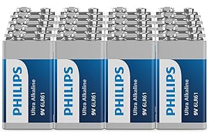 Philips Ultra 9V, baterías alcalinas 6LR61, Esenciales para detectores de Humo y radios, Paquete de 20