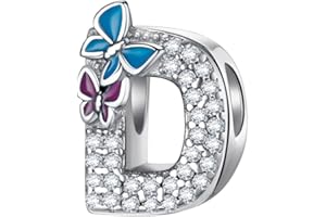 LNQOBU Charme Lettre de L'alphabet Argent Sterling 925 Avec 5A Zircone Femmes Perles Charm Compatible Pour European Bracelet