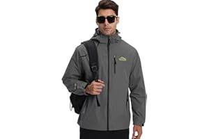 HVECZIXP Uomo Giacca Impermeabile con Cappuccio Rimovibile, Giacca Antipioggia Leggera Cappotto Antivento da Esterno per Escursioni e Viaggi Alpinismo