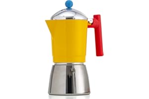 Foodesign Caffettiera Moka Cocca 6 Tazze, design moderno, per gas e induzione, caldaia bi-materiale