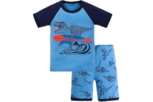 MORBUYSHOP Pijama Corto de Verano para Niño, Morbuy bebé Niño Dos Piezas Conjunto de Pijamas 100% Algodón Camisa de Manga Corta Camisetas y Pantalones Cortos Conjunto 3-8 Años