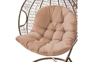 Xpnit Swing Hanging Basket Seat Cushion,Thicken Swing Egg Chair Cushion Non-slip Round Hanging Chair Pads for Garden Outdoor Waterproof (Common,Khaki)