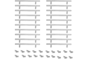 HOLLYLIFE Pack 20 Stainless Steel T bar Handle Kitchen Handles Cup Board Cabinet Drawer Pulls Furniture Wardrobe Brushed Nickel Door Knobs with 40 Screws (200mm Long / 130mm Hole Centres) Reusable