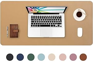 DOBAOJIA Mouse Pad Extended Mouse Mat X-Large Desk Pad Large Desk Blotter Writing Pad for Laptop/Office/Home, PU Leather Waterproof +Suede Non-Slip 31.5'' X 15.7'' (Khaki)