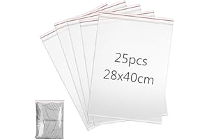 GUANGYUAN Druckverschlussbeutel, zip beutel 28x40cm Verschließbare Plastiktüten, Zip Beutel Groß, Wiederverschließbare Plastikbeutel, Verdickung Haltbar, Anwendbar Bastelbedarf, Kleideraufbewahrung 25 Stück