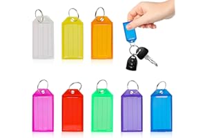 QTTVBTNA 8 Stück Schlüsselanhänger Beschriftbar, Kunststoff Schlüsselanhänger ID Label Tags Koffer Namensschilder, Kunststoff Schlüsselanhänger in 8 Farben für Schlüssel Gepäck Koffer