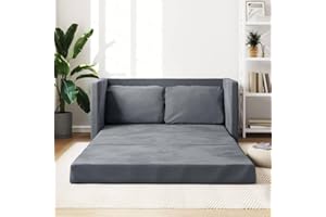 Willood Bodensofa mit Schlaffunktion, Klappbar Bodenbett Sofa Schlafsofa Schlafsessel mit Metallgestell, Klappsofa Sofabett für Wohnzimmer Schlafzimmer, Dunkelgrau 122x204x55 cm Samt