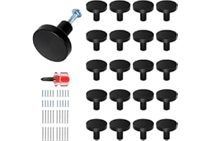 Chuner Pomelli per Mobili, Set da 20 Pomelli Cucina in Metallo Nero Opaco, Maniglie per Mobili da Cucina Moderni Circolari, Pomelli Armadio, Pomelli per Cassetti con Viti & Cacciavite