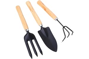 BRICOGAMO KIT DE JARDINERÍA PALA JARDINERÍA PEQUEÑA, Herramientas Para Huerto, Utensilios Para Semillas y Flores, Set De Podar Malas Hierbas, Supervivencia Plantas Rastrillo Jardín Césped PACK 3 UD